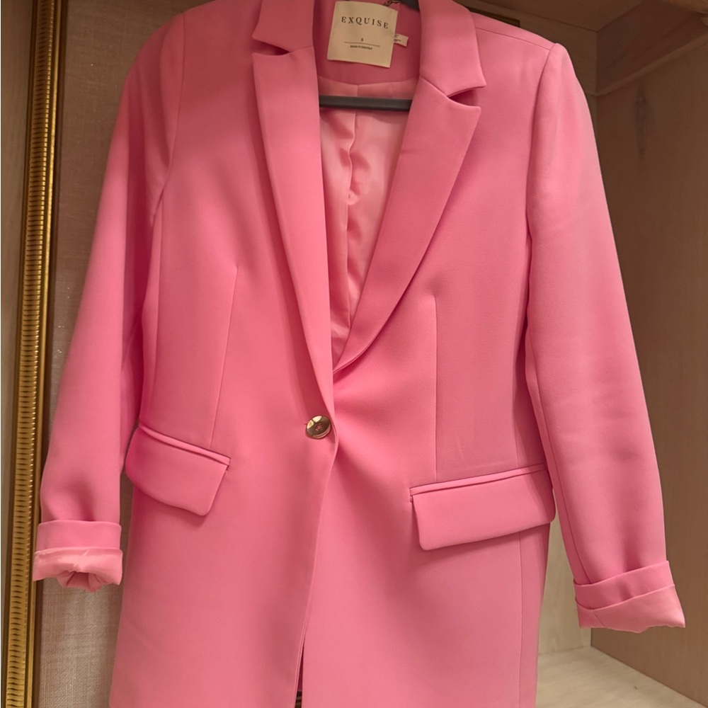 Pink Women's Blazer Suit Set